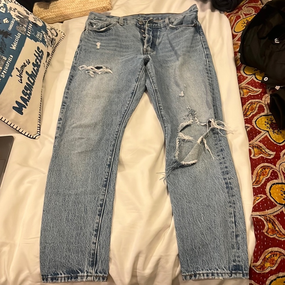 Levi’s 501 Skinny jeans with natural distressing
